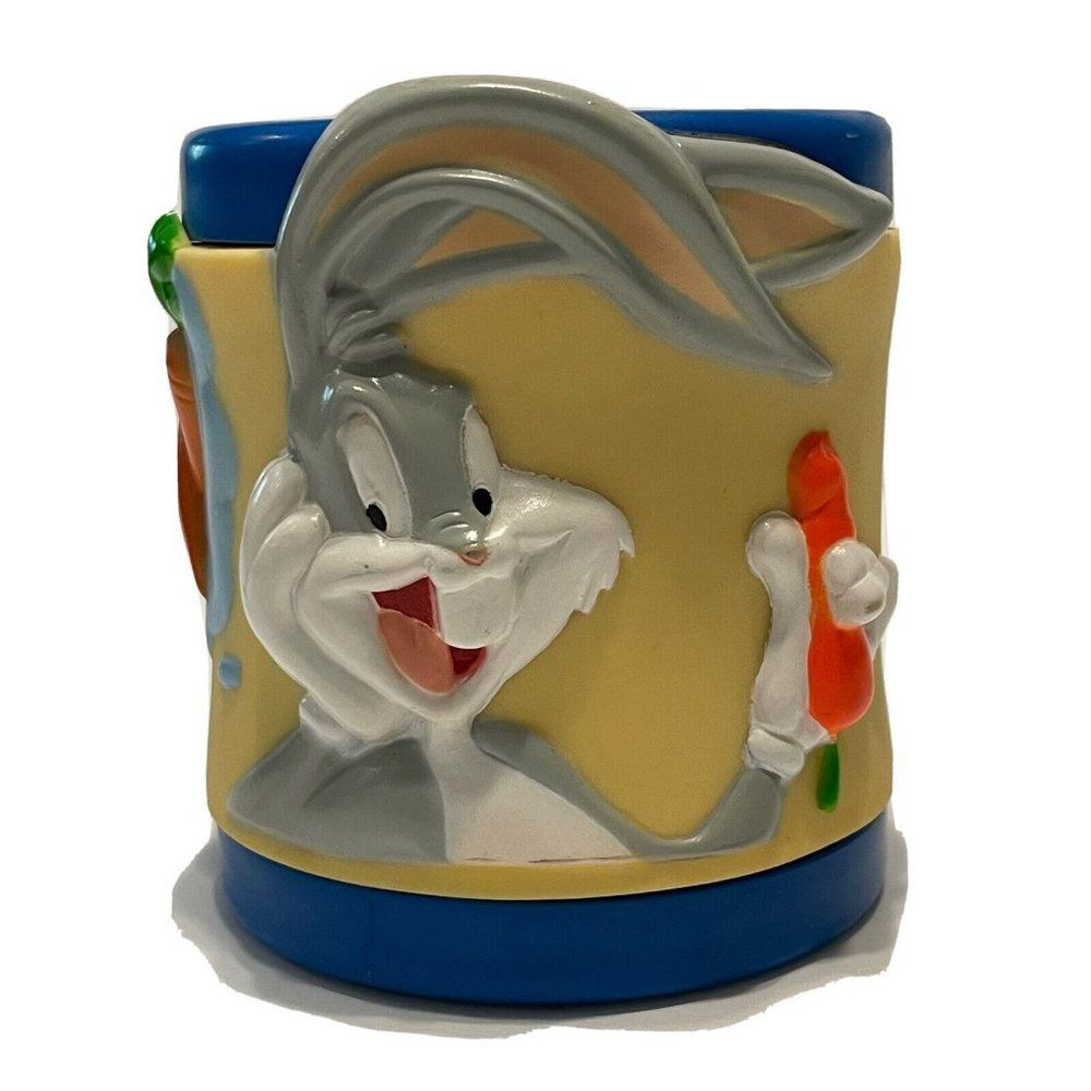 vintage 1996 warner brothers 3D whats up doc bugs bunny plastic mug cup Carrots